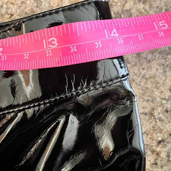 The Kooples 100% vinyl pants black Loose fit High-waisted Flared Patent NWT 27 - Picture 4 of 13